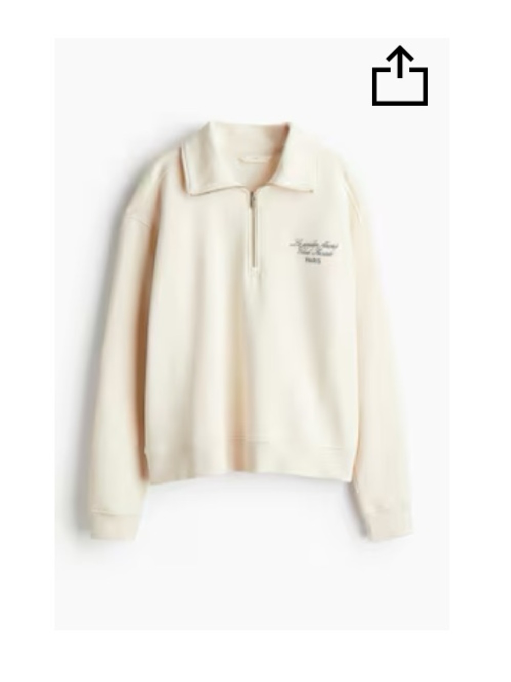 H&M Women's Cream Half-Zip Sweatshirt
